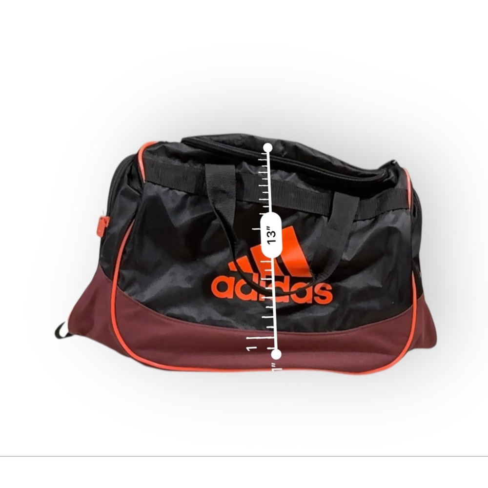 Adidas Medium Size Duffle Gym Bag Black/Orange Sports Travel Carry On - Picture 7 of 10